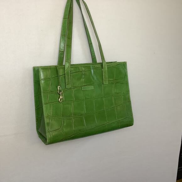 Doone & Bourke Green Alligator Design East West Tote 13" x 10" x 4" Purse - Picture 1 of 11